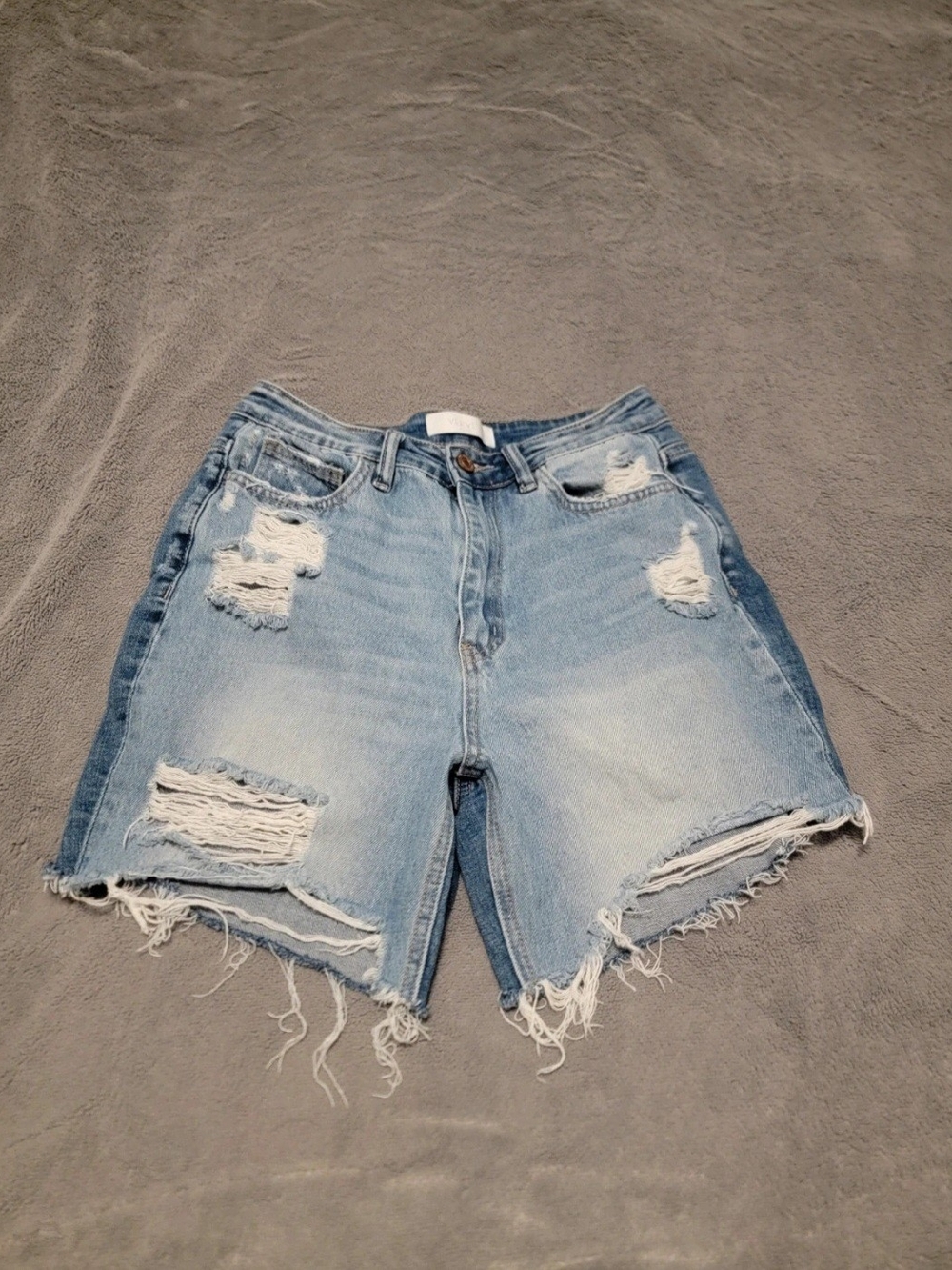Light Wash Distressed High-Rise Denim Shorts - Women